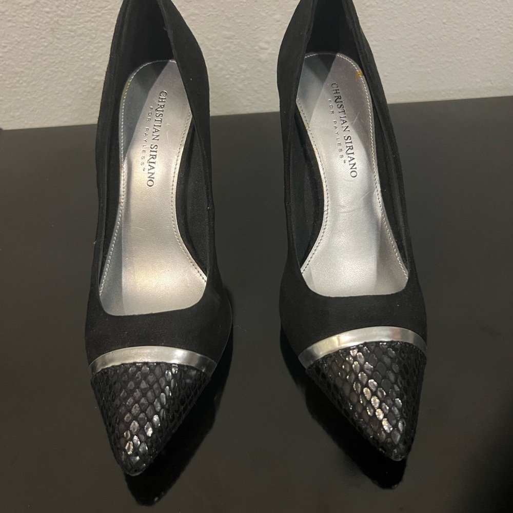Christian Siriano Black and Silver Women's Heels